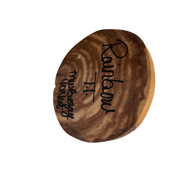 Handcrafted Rainbow Kachina Doll With Feather Headdress & Wooden Base - Picture 5 of 15